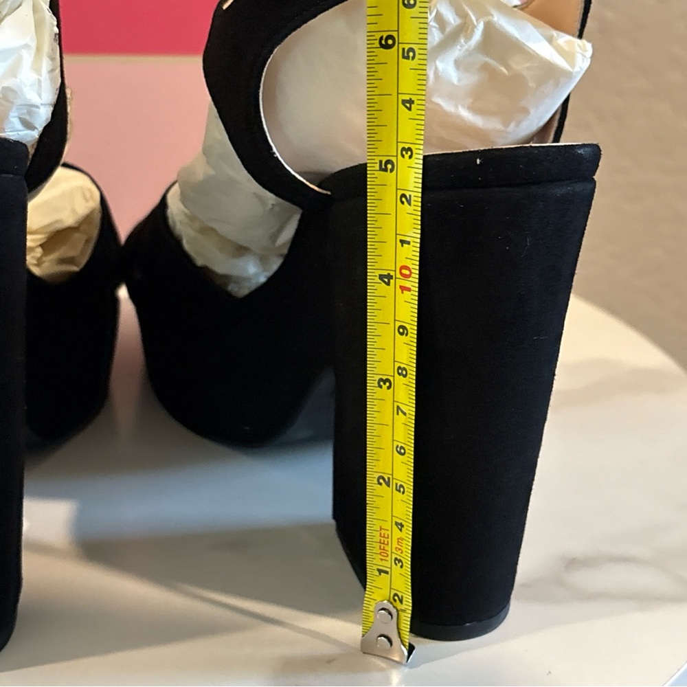 kate spade Black Suede Platform Block Heel Sandals - Picture 6 of 9